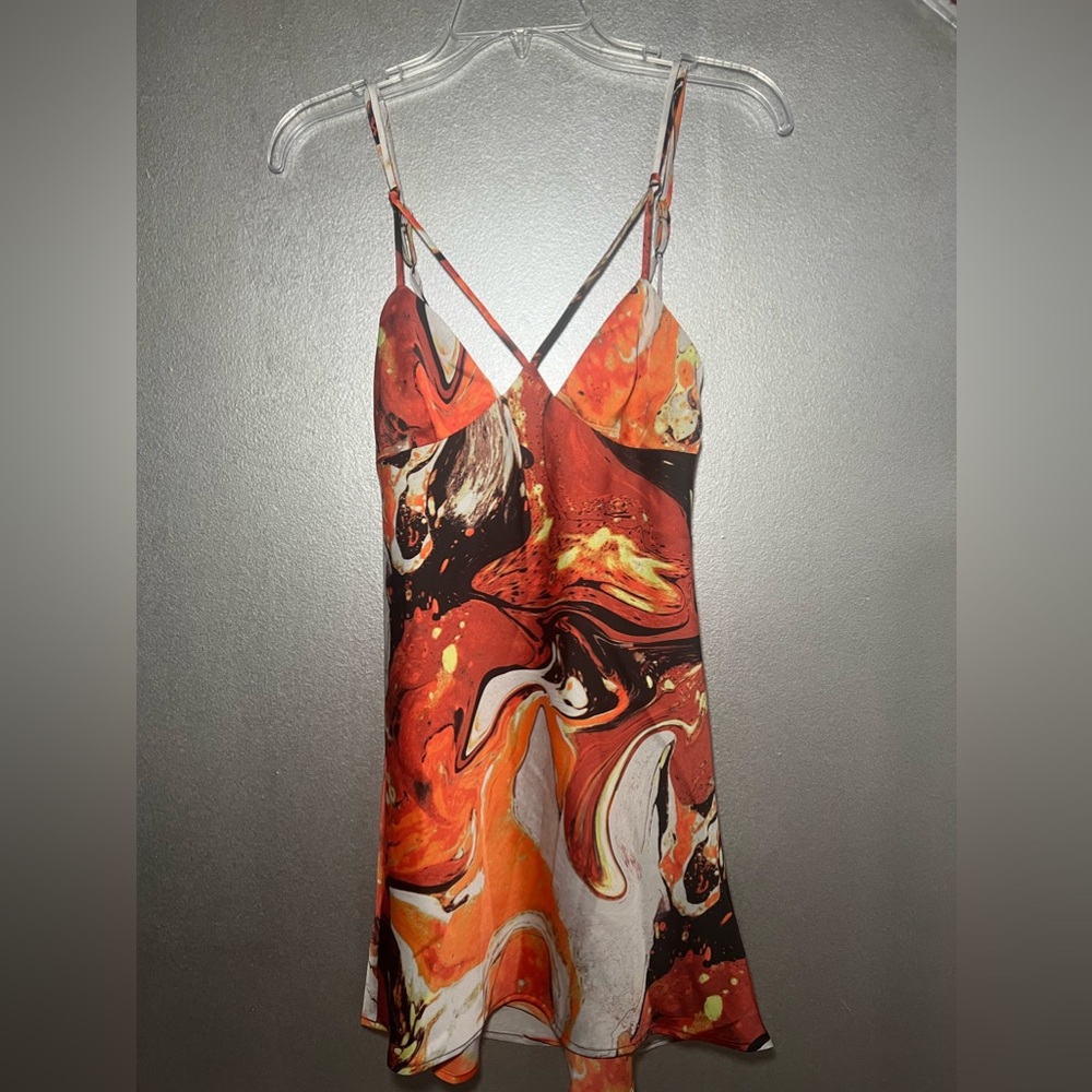 Red/rouge patterned mini dress/urban outfitters